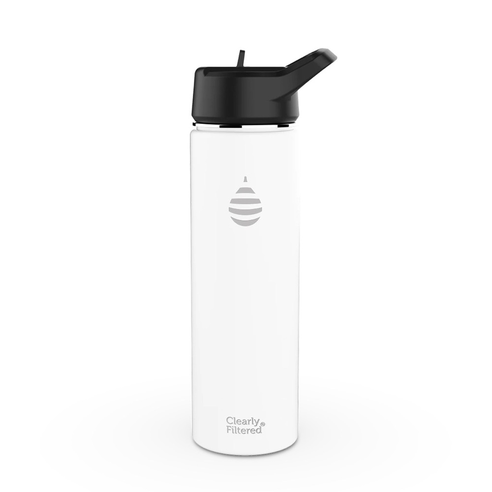 Clearly Filtered 20 oz Stainless Steel White Water Bottle